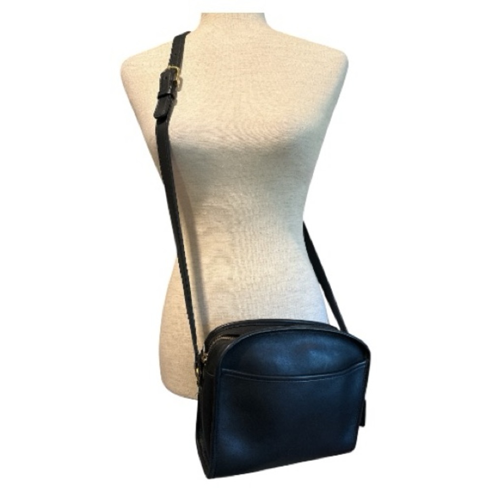 COACH METROPOLIS VINTAGE 9087 ZIP UP CROSSBODY SHOULDER BAG BLACK LEATHER